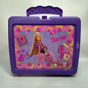 1997 Vintage Barbie Favorite Things Purple Plastic Lunch Box Thermos USA made